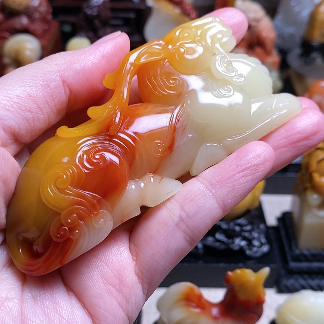 寿山石闲**枚寿山石结晶三彩芙蓉石