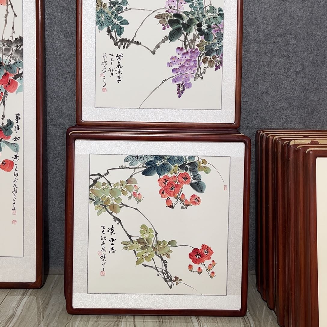 国画书画作品带框63×63