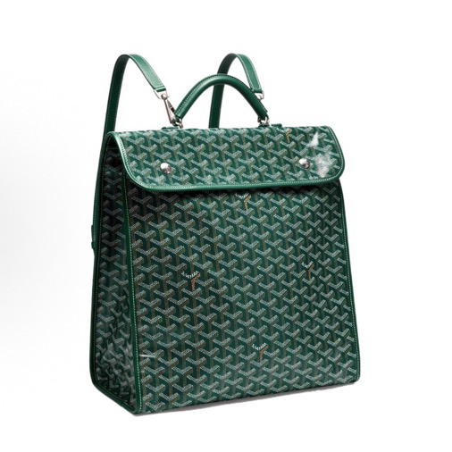 99新 Goyard 98新戈雅6689绿色老花帆布热门男包双肩包背包