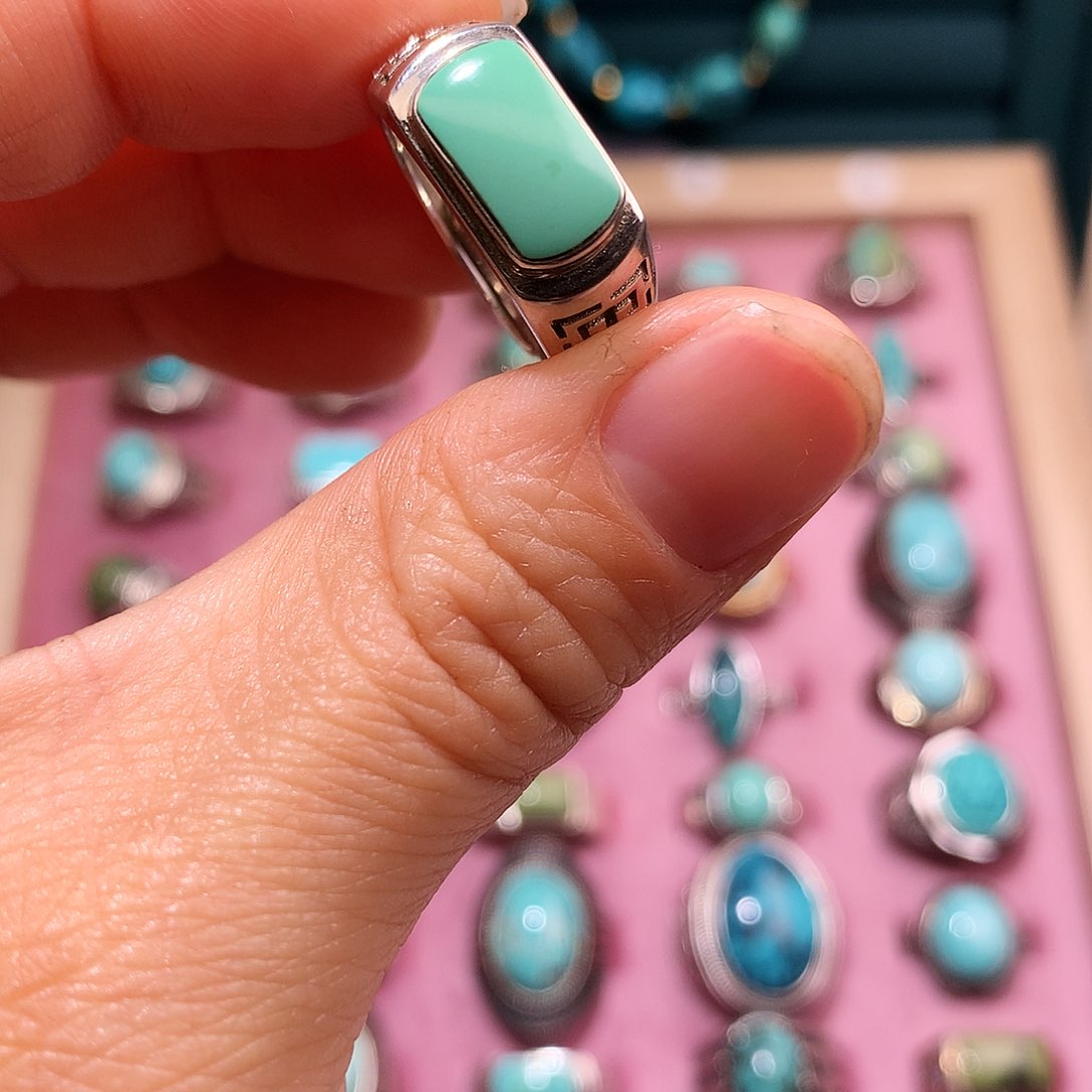 绿松石挂件银S925镶嵌