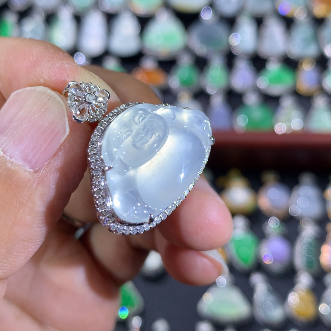 翡翠18K金镶嵌吊坠(不含链)