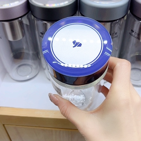 万象玻璃单层U187，蓝色490毫升➕杯套