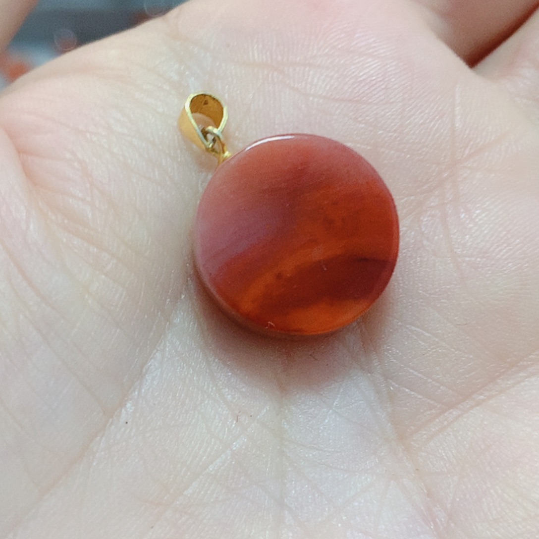 南红玛瑙银S925镶嵌吊坠(不含链)