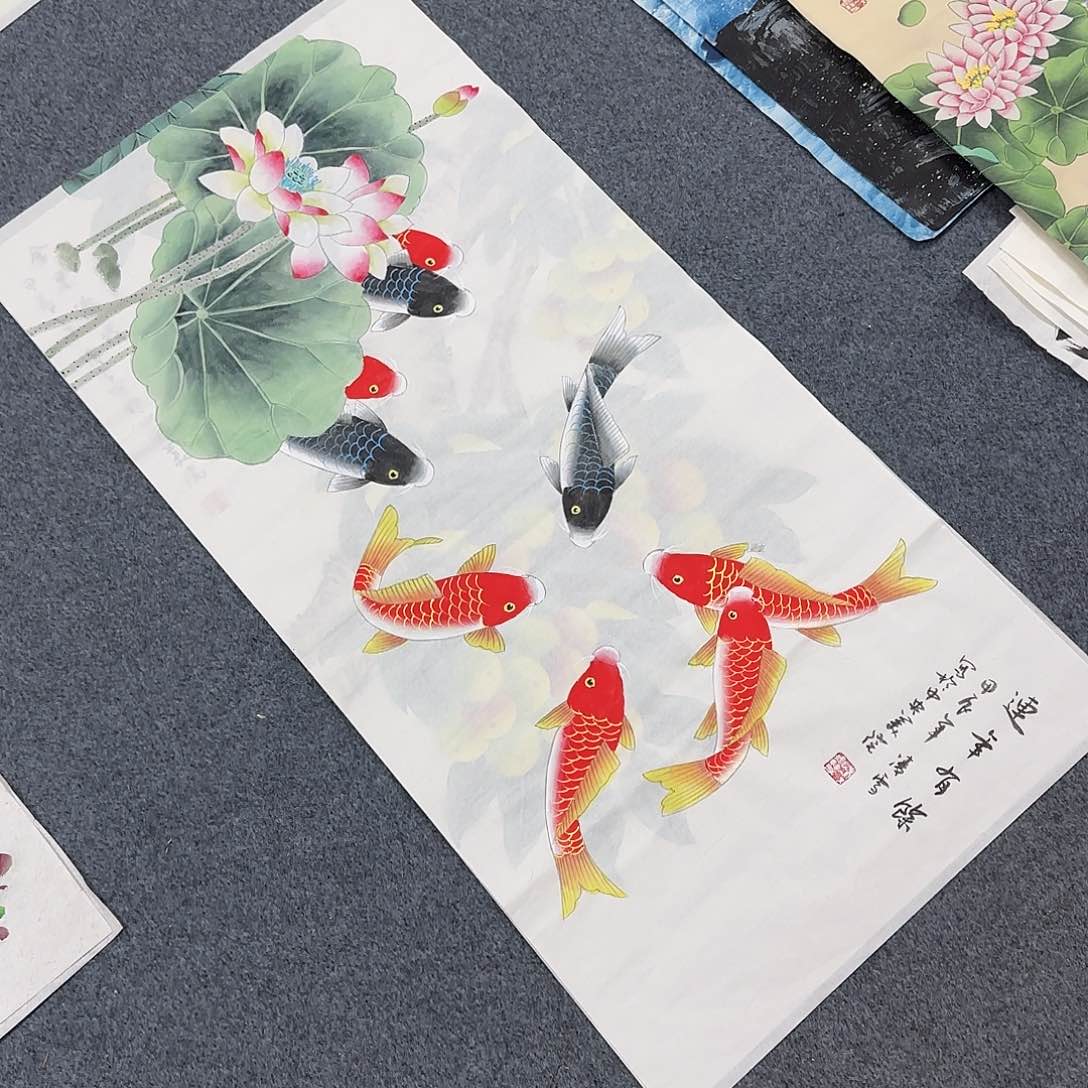 国画尺寸50X100手绘作品 