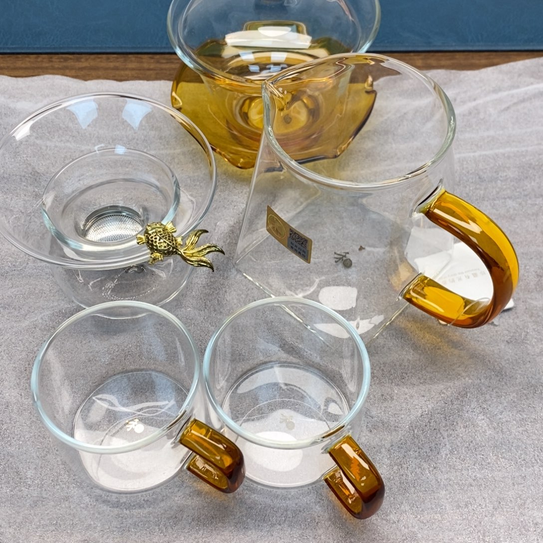 禾器荷叶盖碗+瀚然茶海+清禾杯+金鱼茶滤+茶垢清洁剂