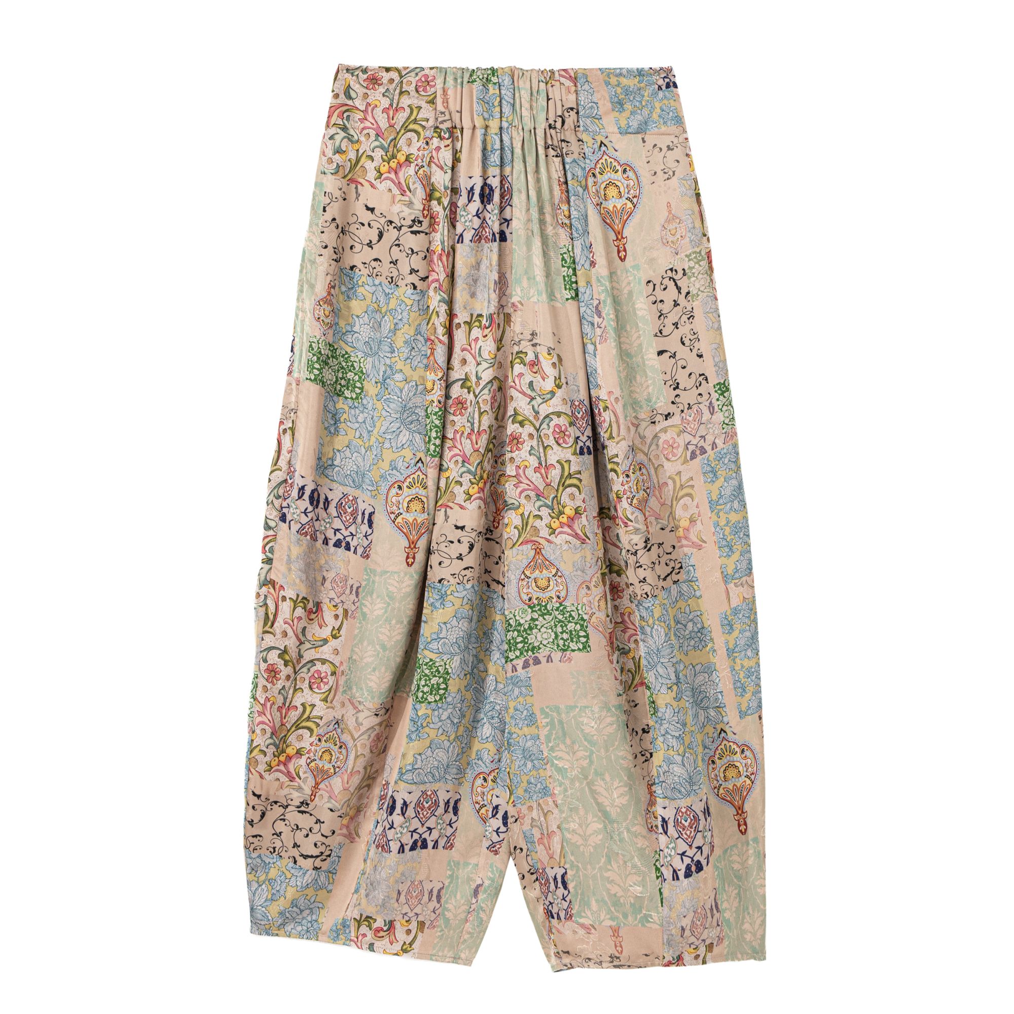 【暮云】新中式休闲花色喇叭裤百搭印花宽松高腰阔腿裤女E523009