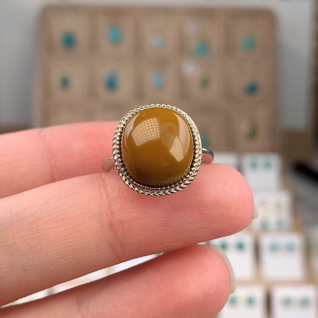 绿松石银S925镶嵌戒指