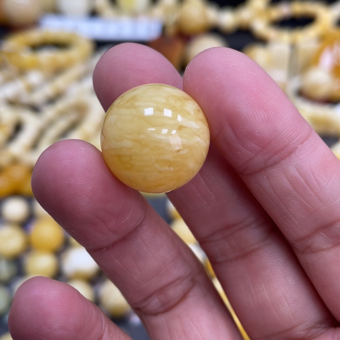 琥珀珠宝奇石未镶嵌18.9mm微瑕疵虎皮