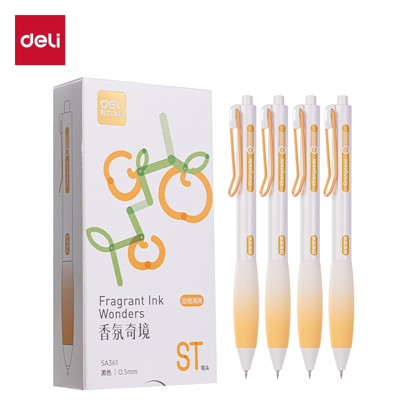 SA361得力香味按动IP中性笔0.5mmST头(黑)(甜橙满满) QHGT