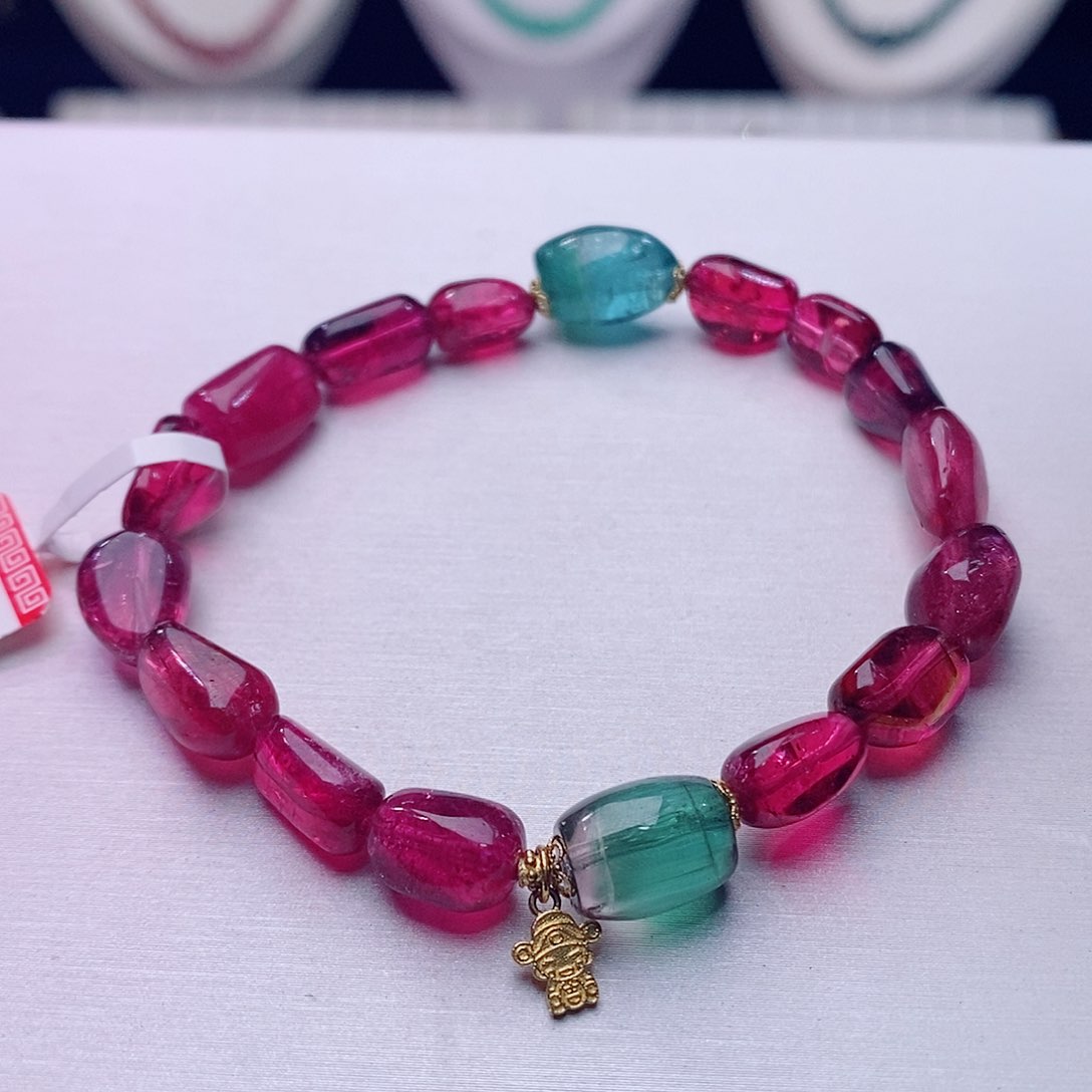 碧玺手链18K金镶嵌碧玺手链