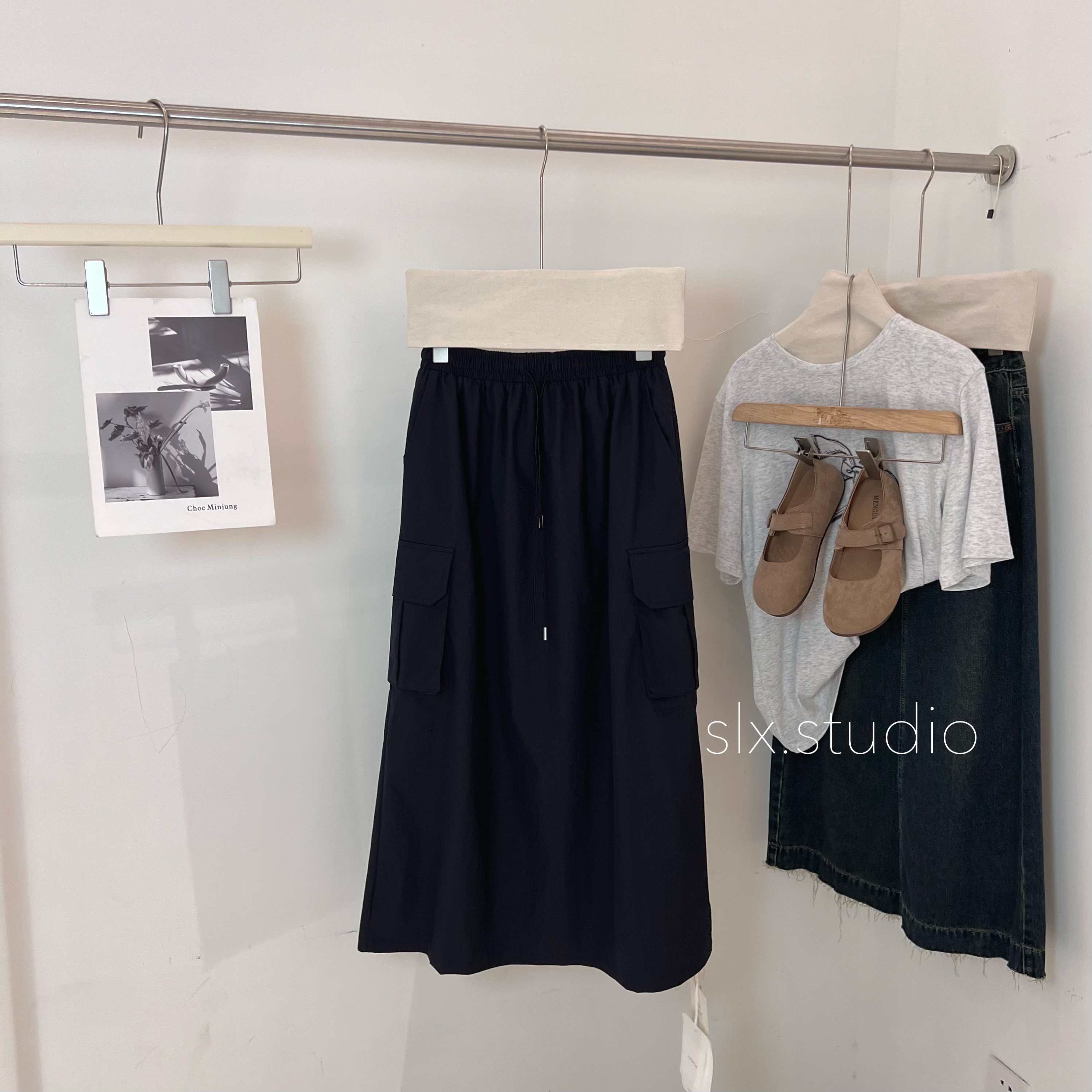 slx@ 2628 抽绳工装半裙