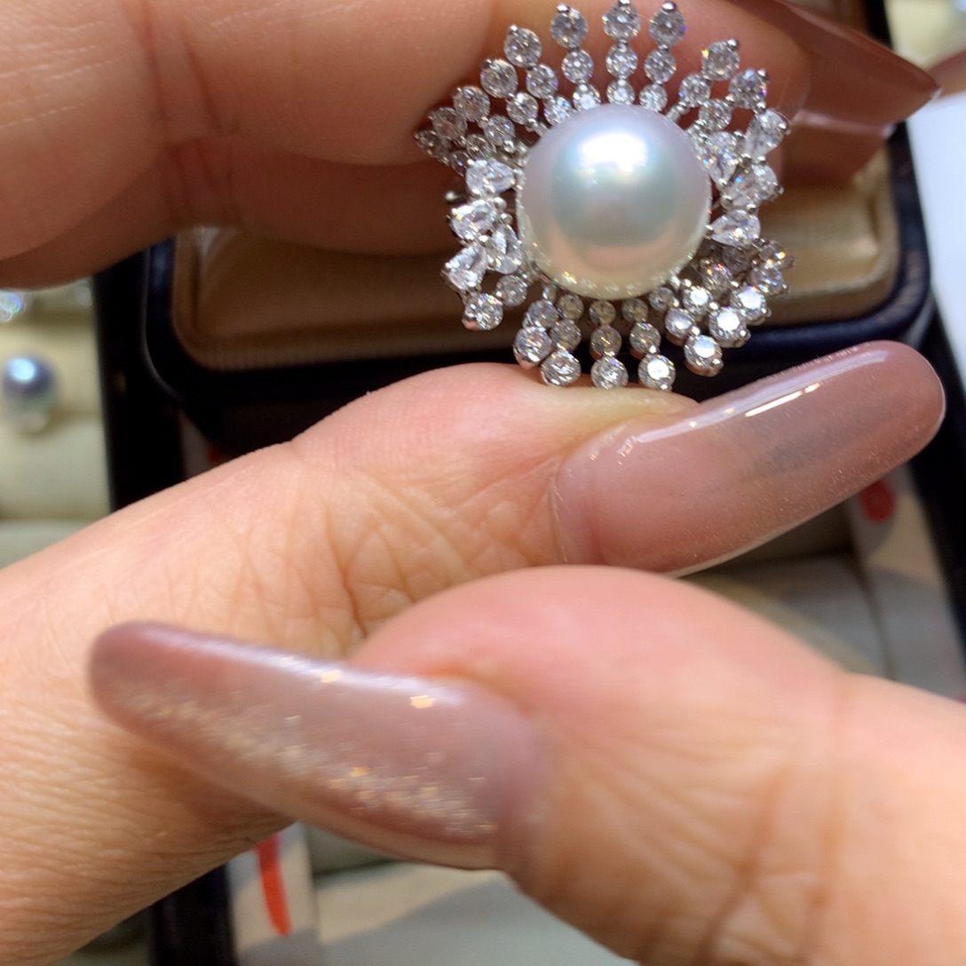 银S925镶嵌戒指海水珍珠