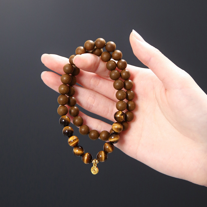 【栀子花.黄虎石眼.金币吊牌】手链扎基拉姆木手串雕刻老型百搭8mm