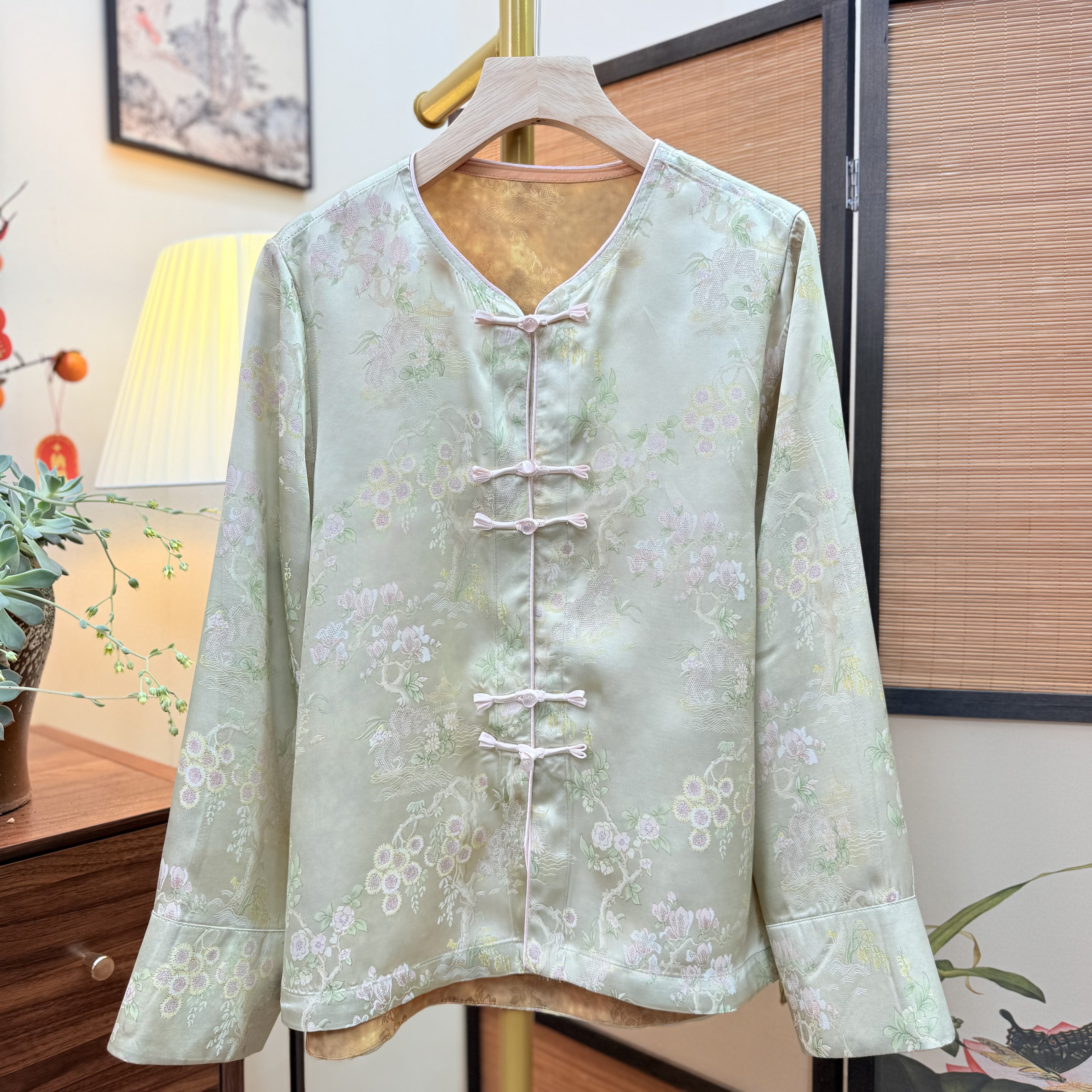 [烽火]新中式春款女单排扣常规短外套长袖网红双面上衣时尚