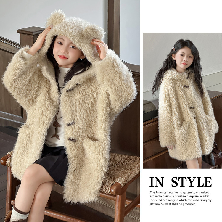2025冬季新款新面料特种锁扣 不显臃肿女童中大童时尚洋气毛茸茸