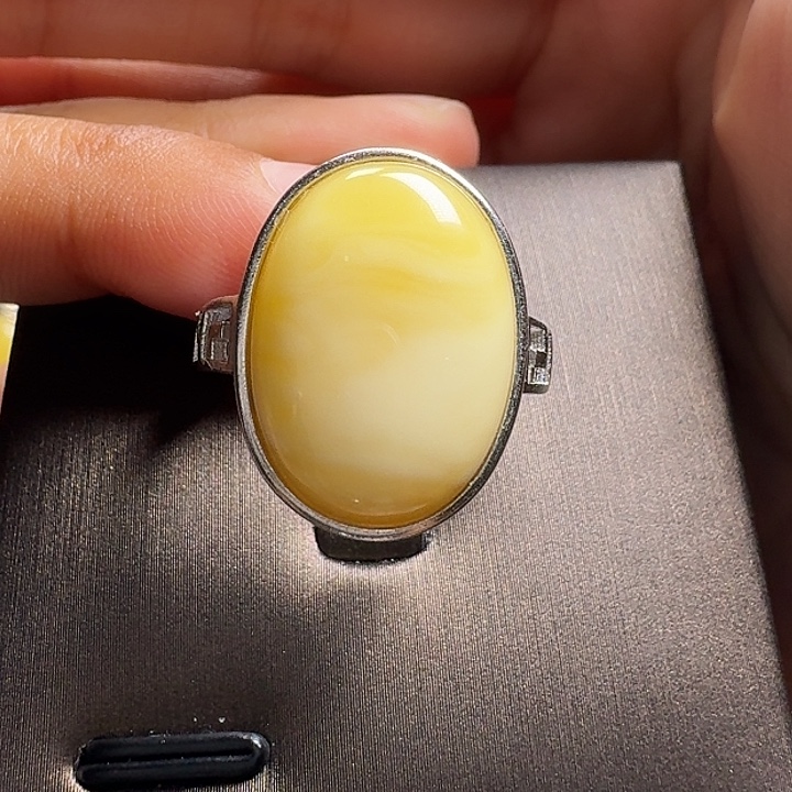 小****蜜蜡银S925镶嵌戒指戒指