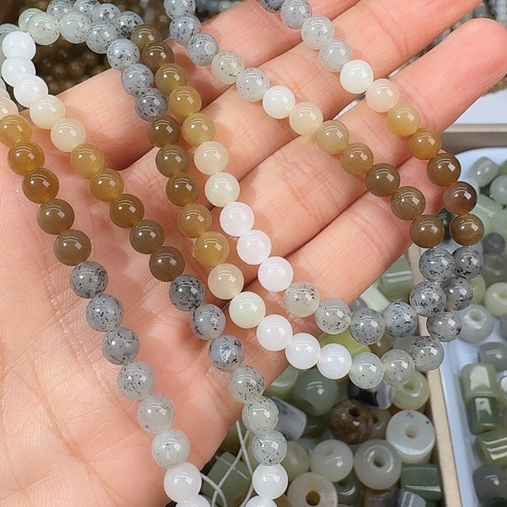 睡***啊和田玉（糖玉）未镶嵌手链6mm拍2