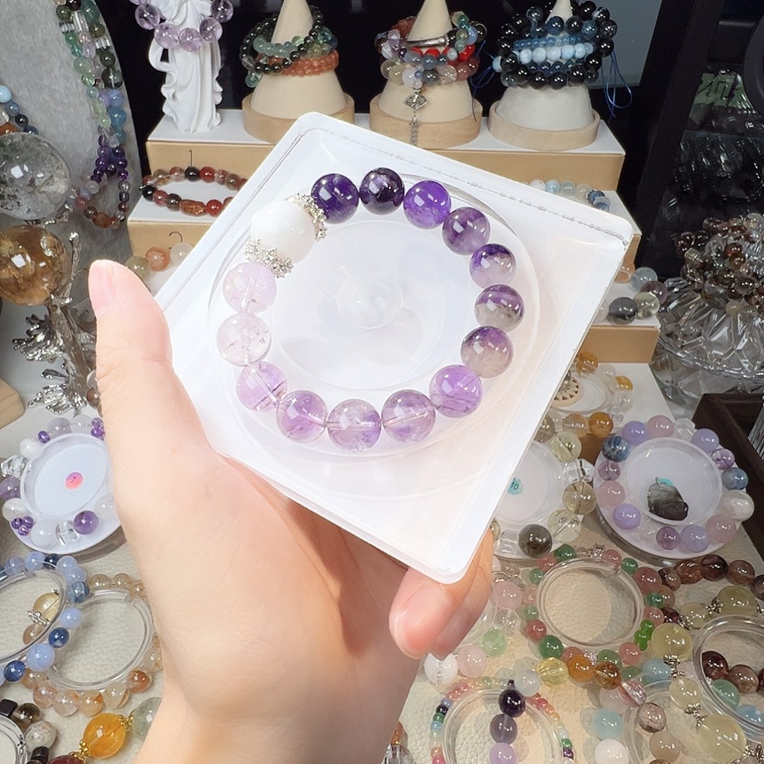 手链未镶嵌水晶渐变紫水  雪花幽灵