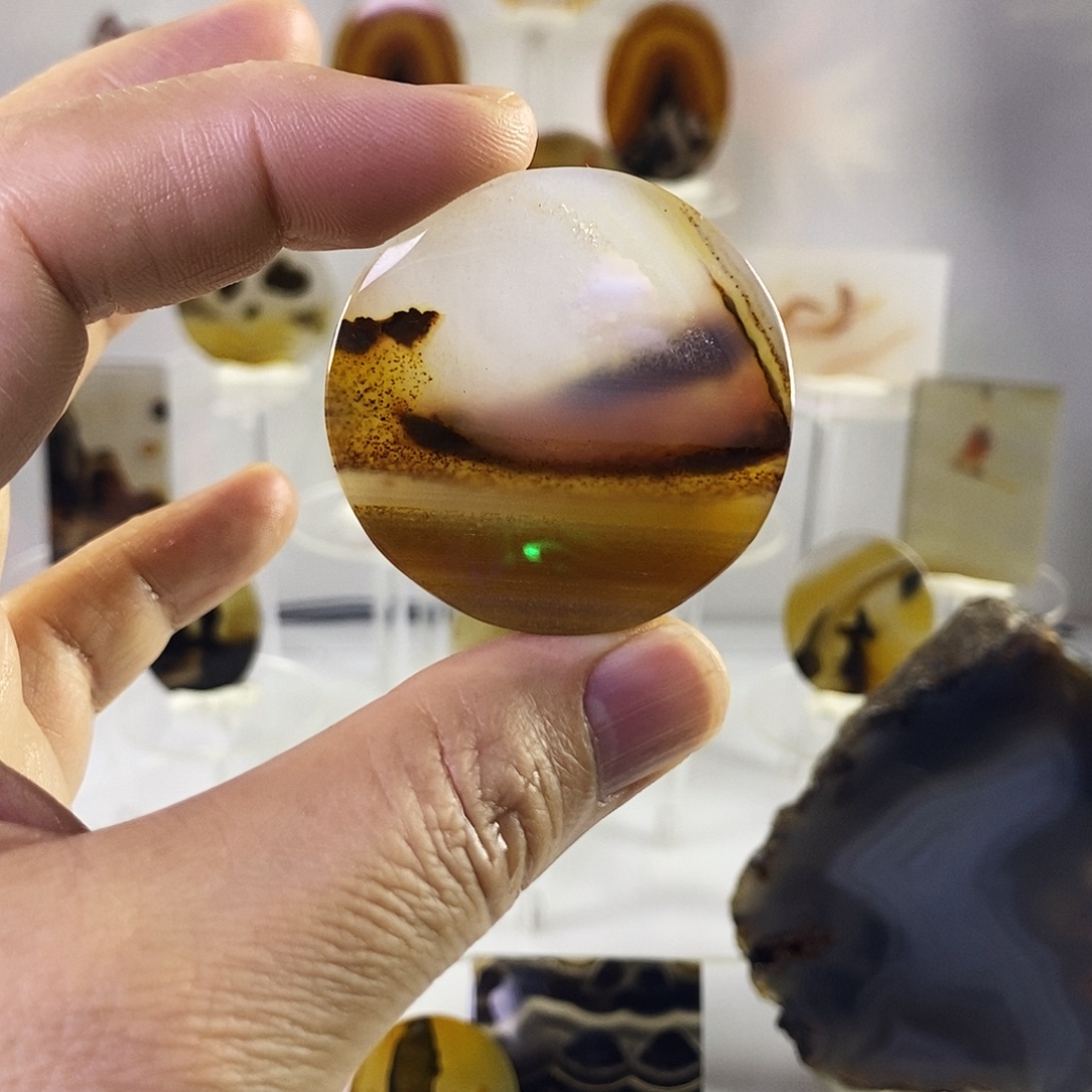 合成碳硅石非金属时尚图纹画面石饰品