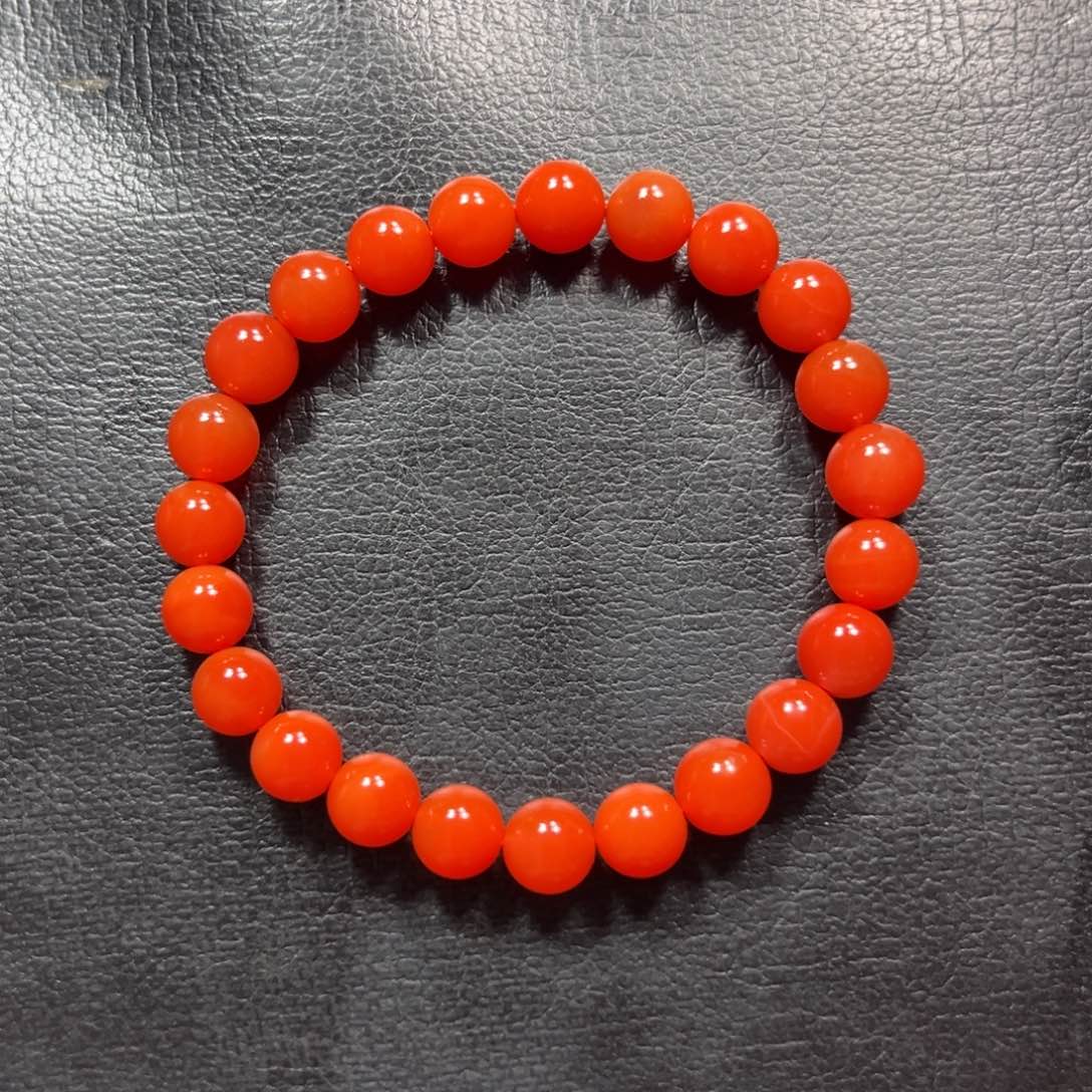 南红玛瑙未镶嵌手串卡8圆珠单圈