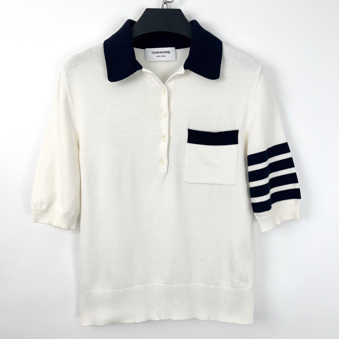 Thom Browne/0码/背后小狗刺绣四条纹polo针织短袖/97新/06330