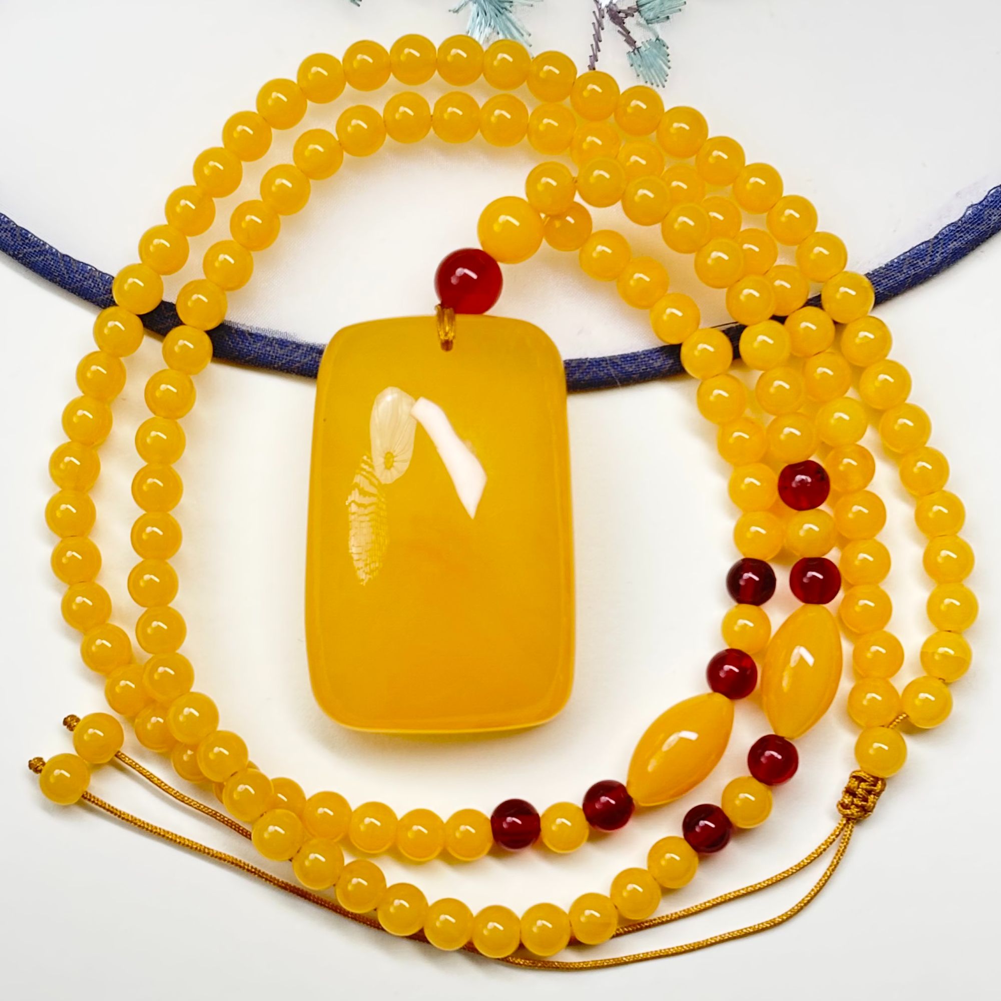 W056手工雕刻  时尚百搭  小无事牌项链毛衣链  珠链6mm