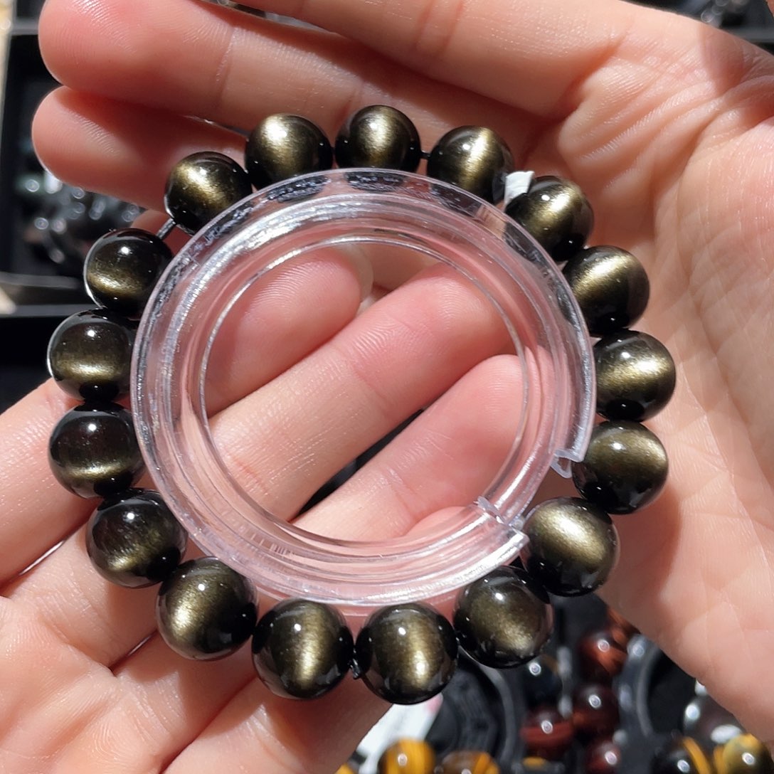 黑曜岩未镶嵌手串大***发