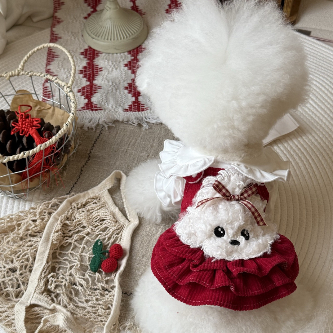 狗狗猫咪宠物公主裙可爱蝴蝶结新年衣服