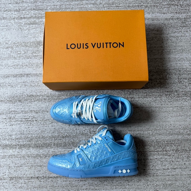 未使用 LouisVuitton/路易威登 Trainer漆皮牛皮革板鞋/9码/0195