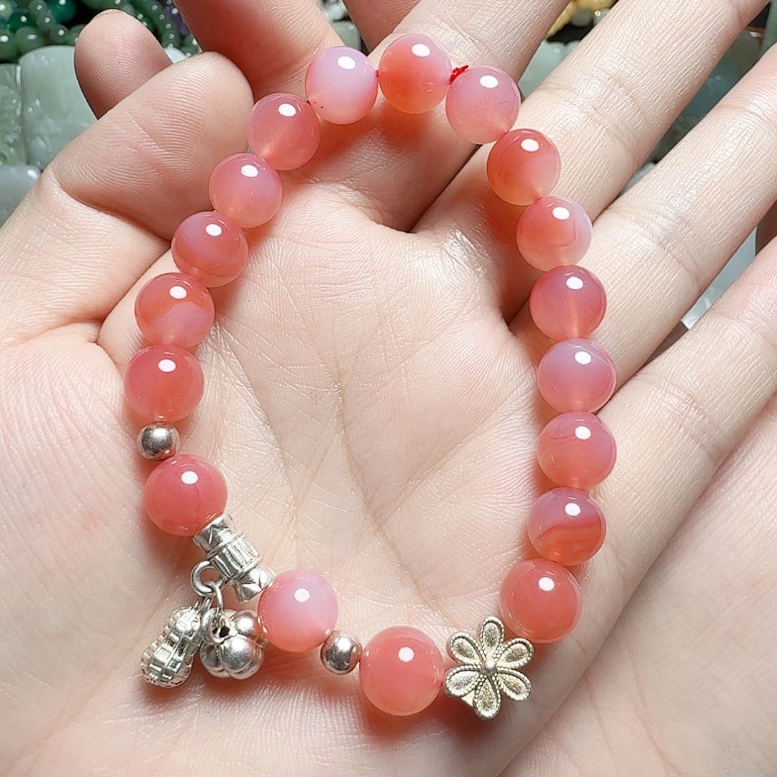 玛瑙/玉髓银S925镶嵌手链