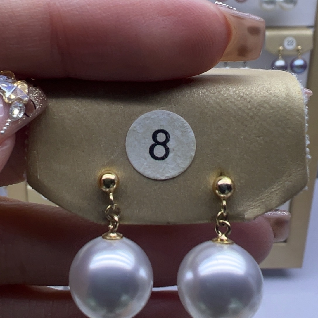 银S925镶嵌淡水珍珠耳饰