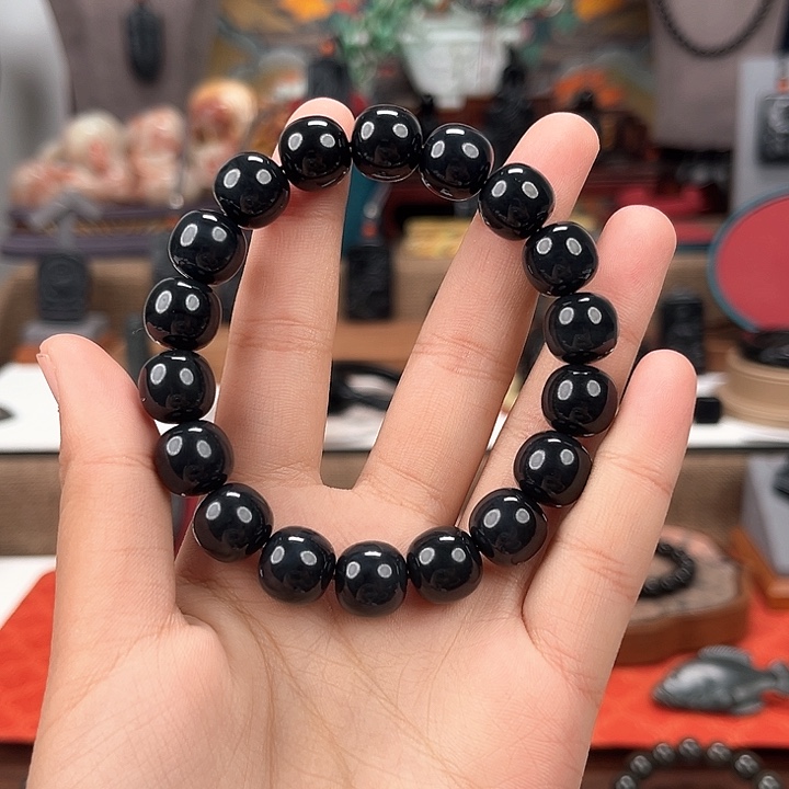 和田玉未镶嵌手串卡12精工老型珠90墨