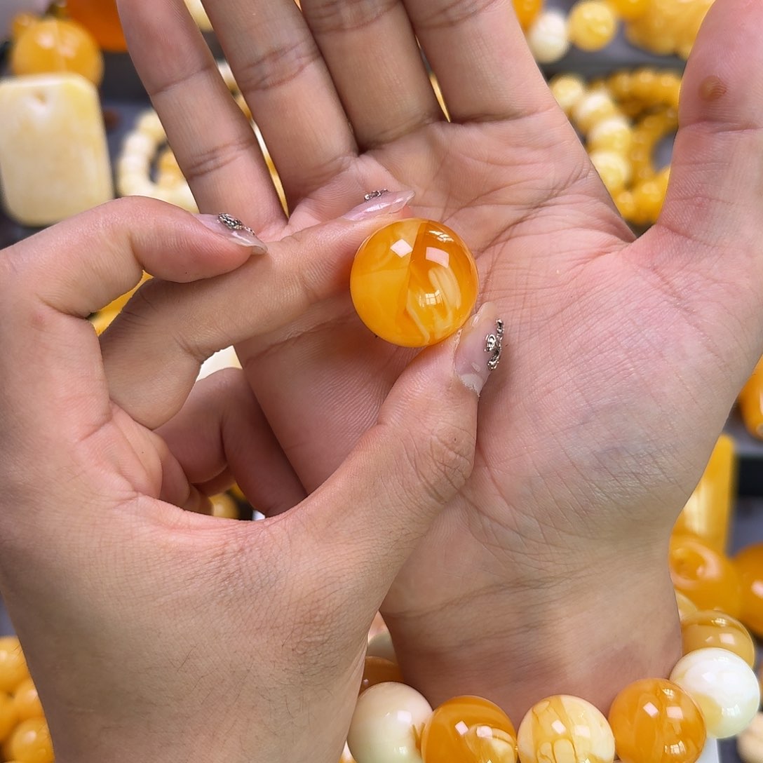 琥珀珠宝奇石未镶嵌锁骨25mm