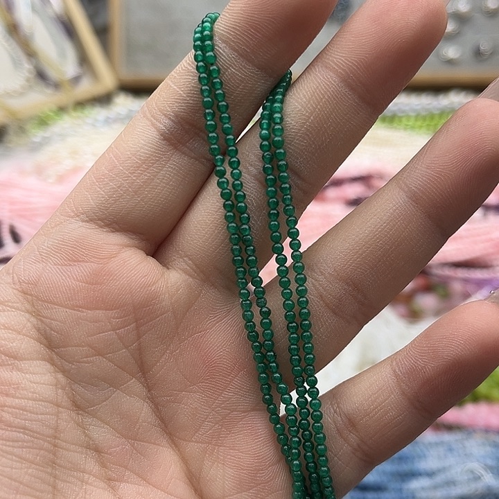 玛瑙/玉髓珠宝半成品未镶嵌2条2mm左右绿玛瑙