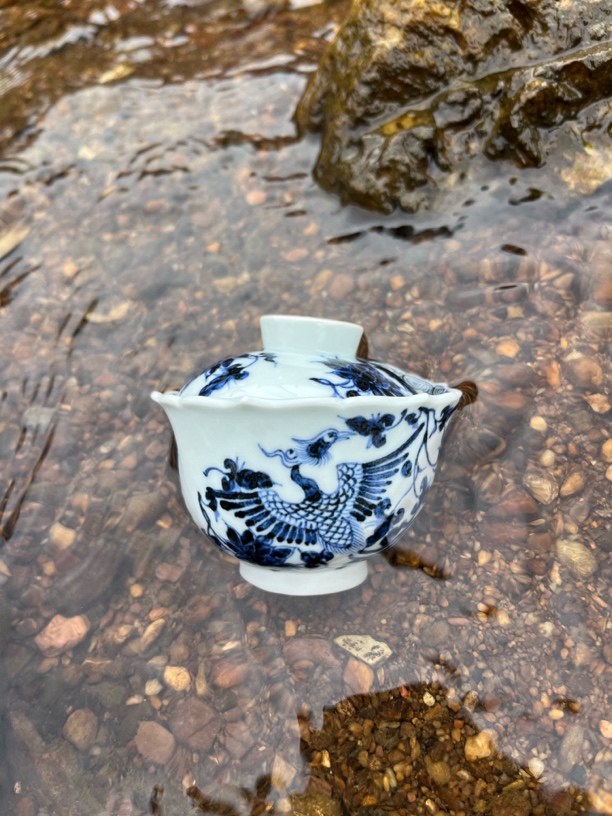 觅瓷山房瓷器溪堂元青花凤穿缠枝盖碗青花瓷兰亭序小盖碗陶瓷茶具