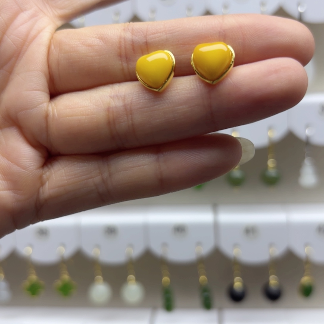 银S925镶嵌蜜蜡耳饰蜜蜡