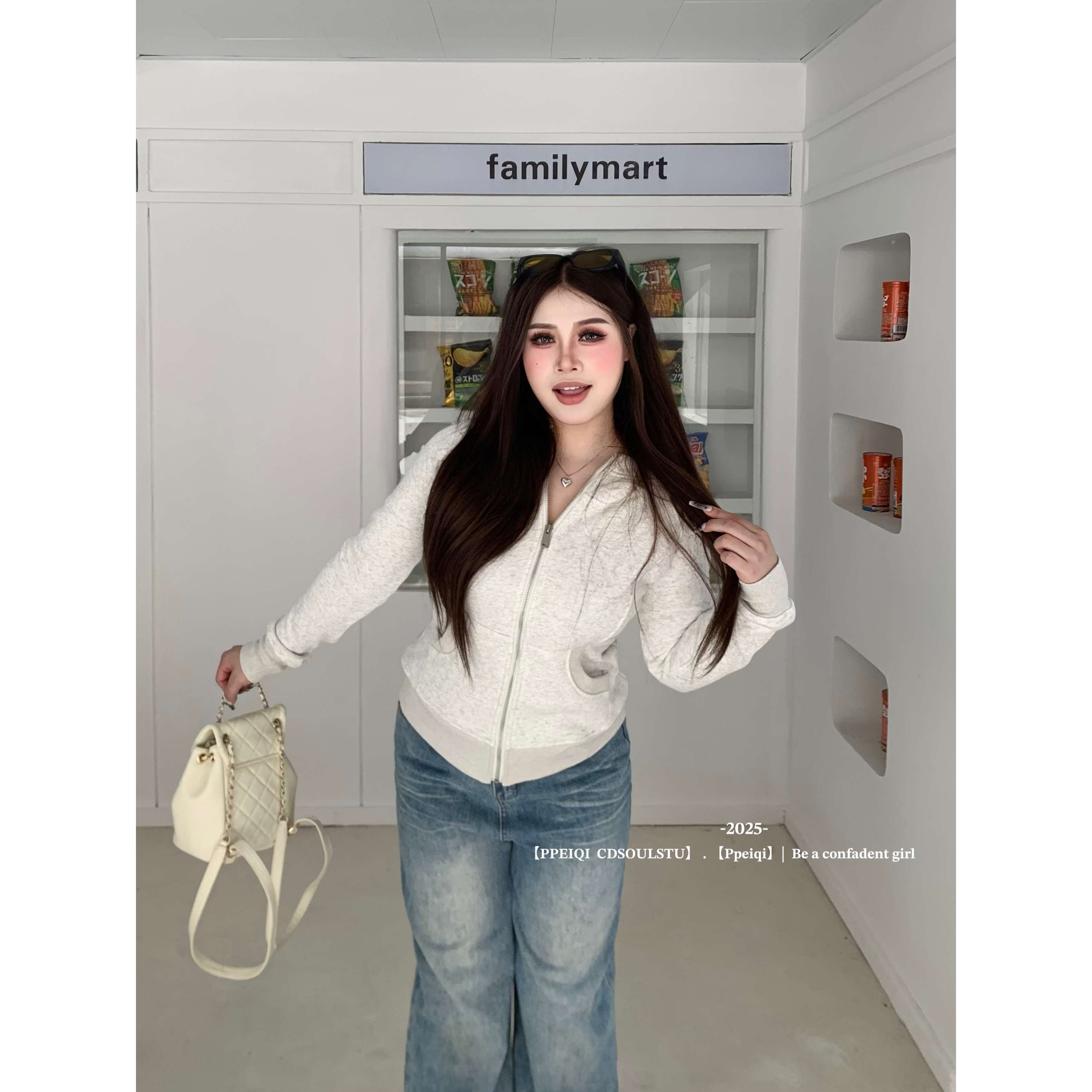 【PPEIQI】"休闲公式”微胖连帽长袖开衫卫衣外套女秋季百搭修身上衣