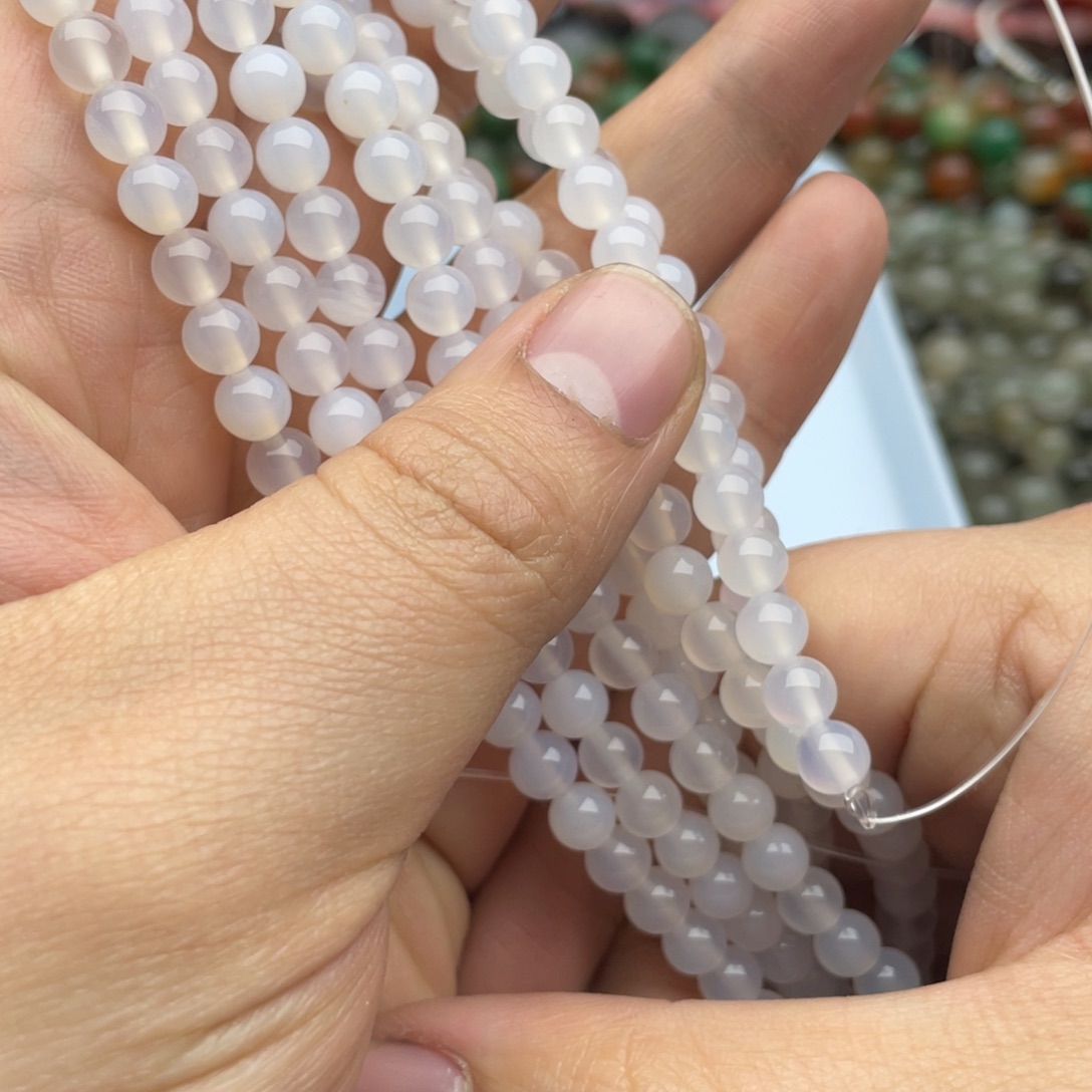 玛瑙/玉髓珠宝半成品未镶嵌一条装6mm白玛瑙