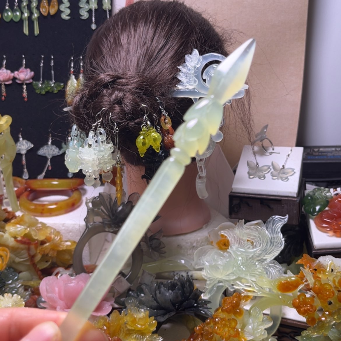 【闪购商品】未镶嵌蛇纹石玉发饰