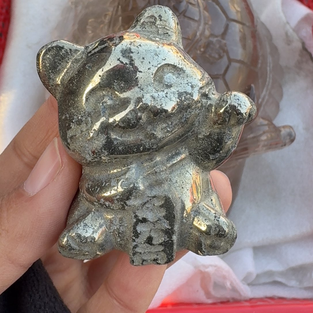石材黄铁矿招财猫