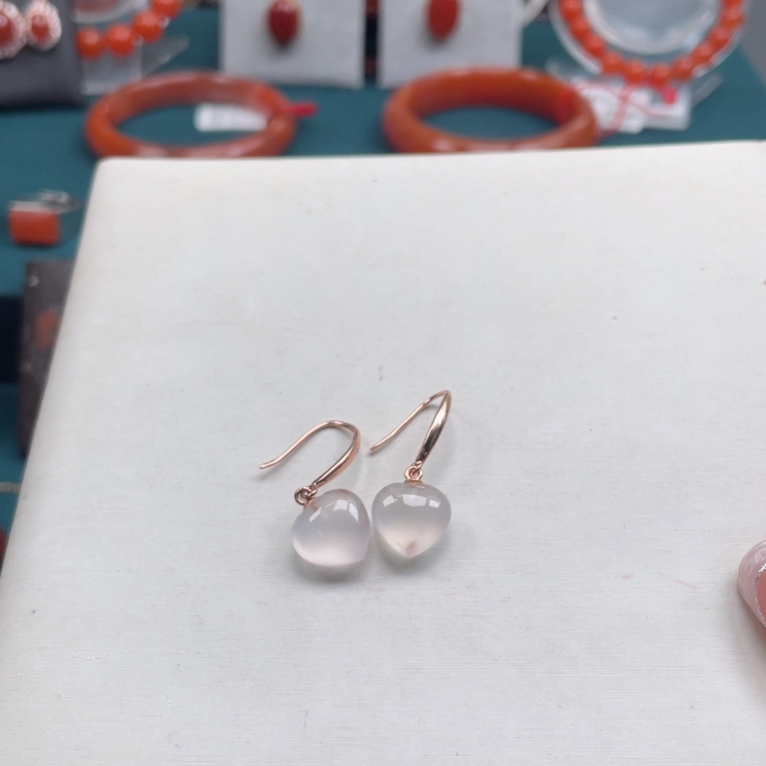 南红玛瑙南红耳钩银S925镀金镶嵌