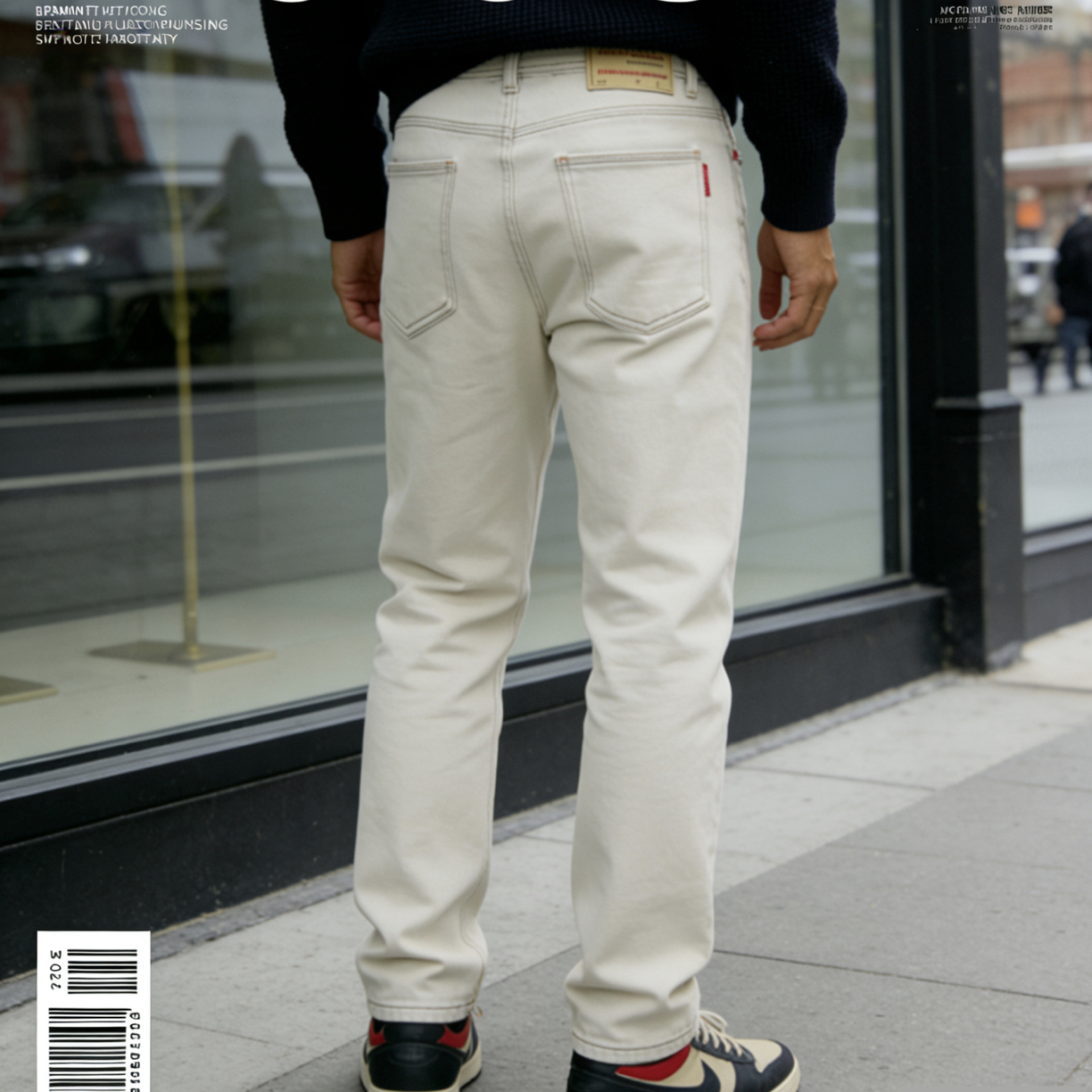 美式大牛！新款高端品质简约百搭白金色修身合体小直筒牛仔裤