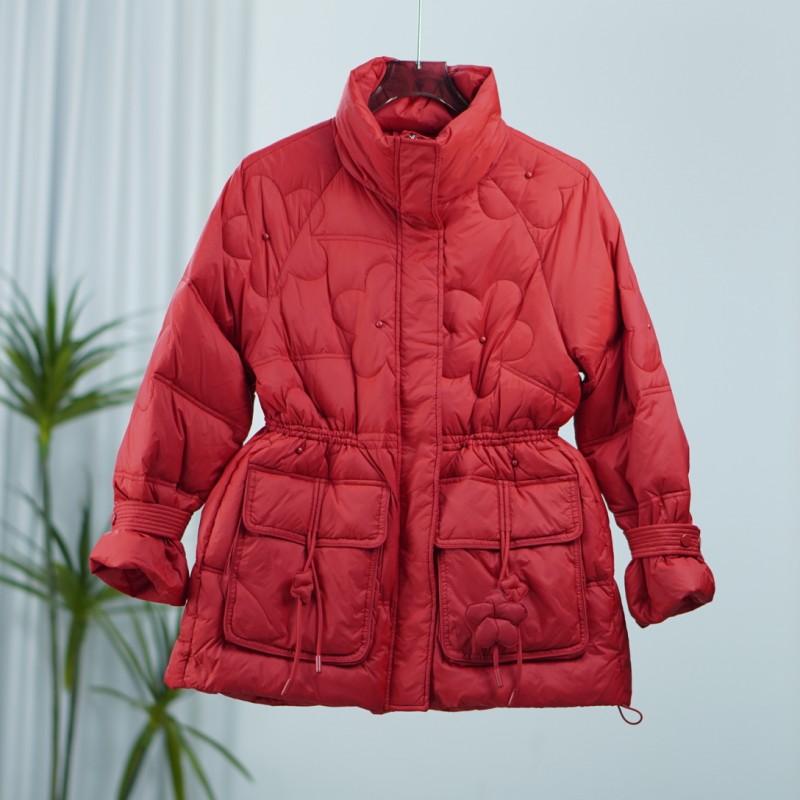 秋S系列  F375  女装时尚撤柜秋冬羽绒服红色