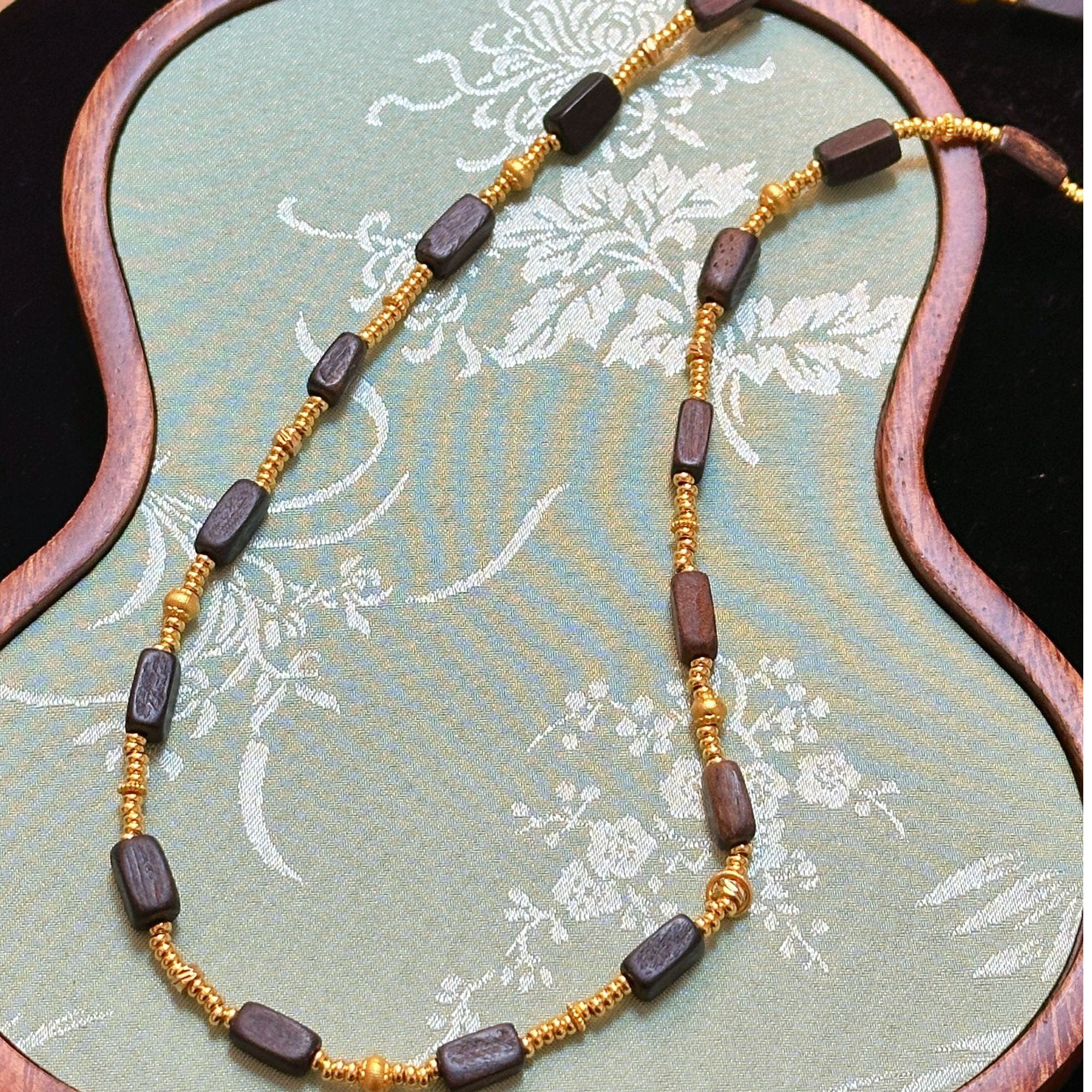 合金木质项链 拾金||设计款长款桶珠配链