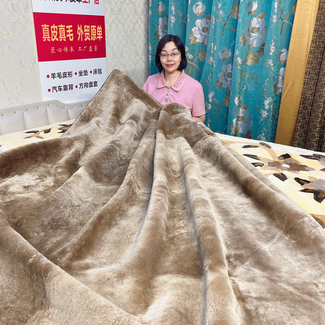 100 ％真皮真毛澳洲羊皮毛一体毛毯沙发盖毯午睡毯披肩毯旅行毯