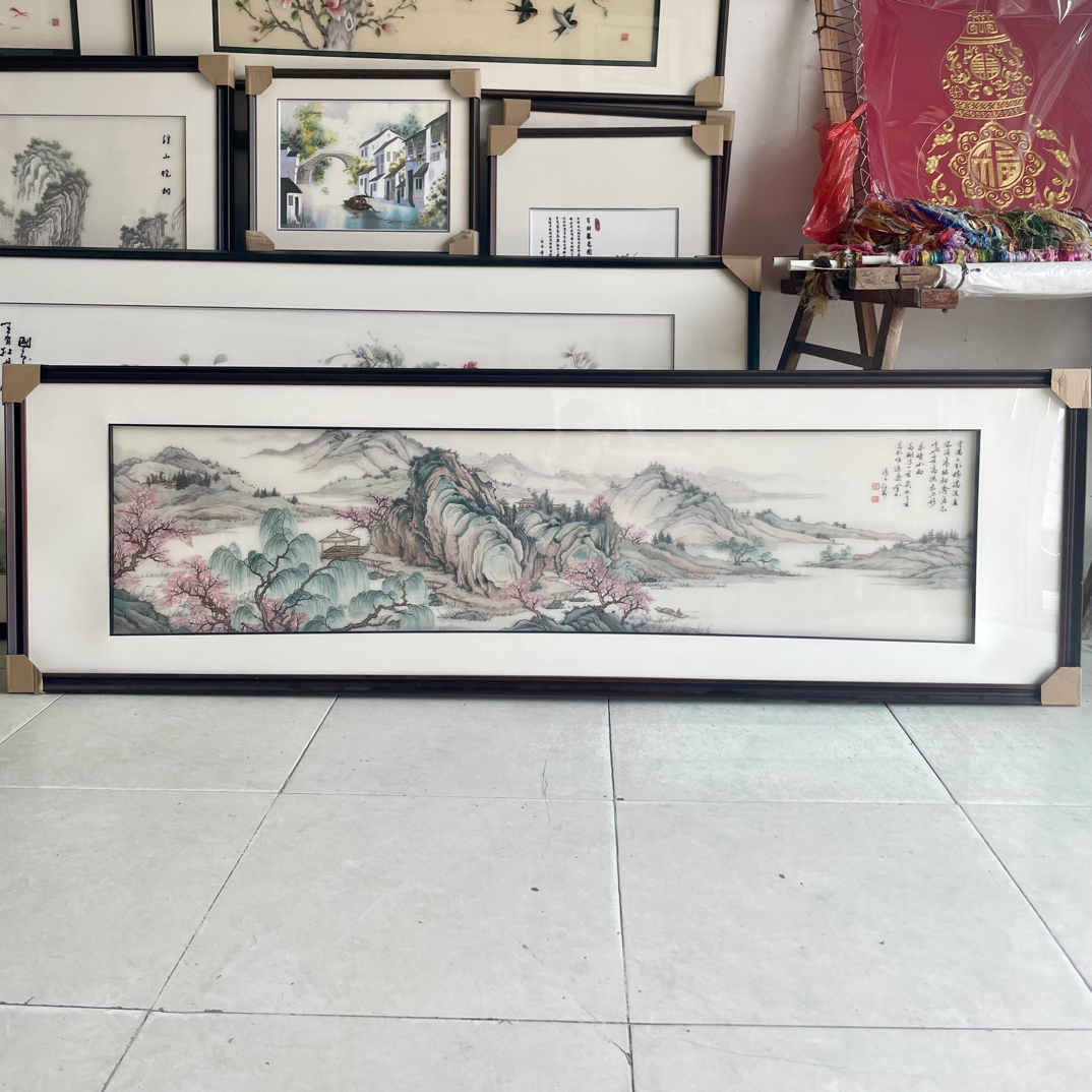 钱菊凤刺绣艺术-意境山水-画芯40/160外框60/195-纯手工客厅茶室