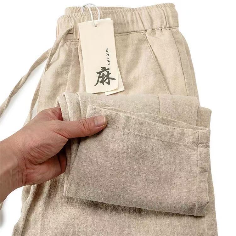 【樌朴】孤品断码老钱日奢风纯亚麻裤