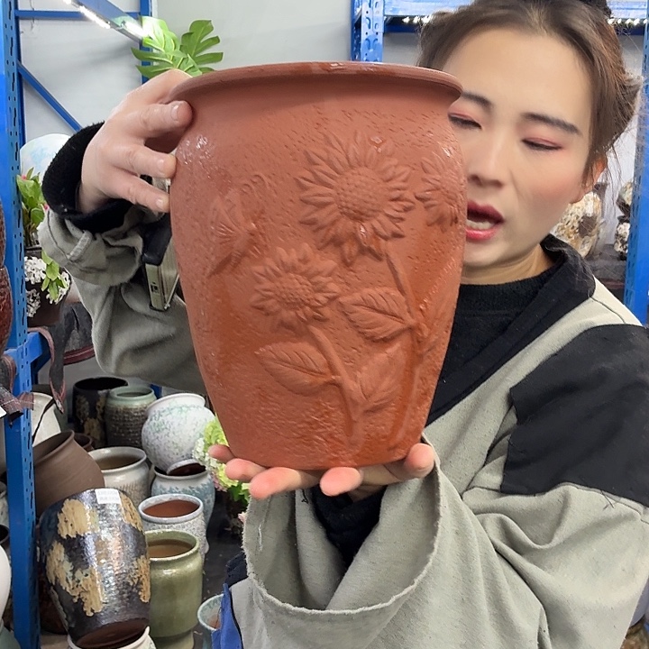 19×24 -粗陶花盆有孔-买买买