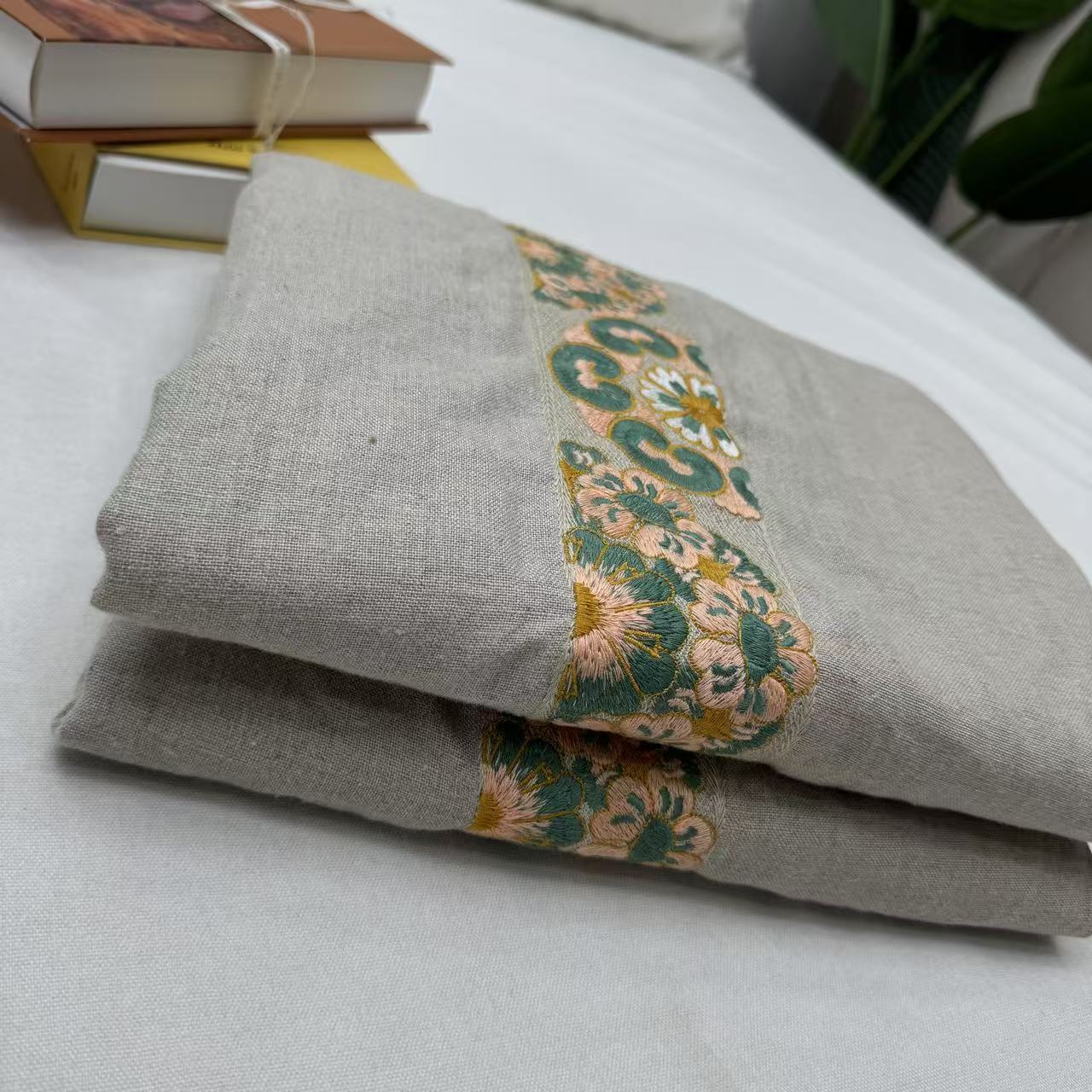 【5支吉祥如意】5支汉麻双雨露刺绣床单毯子230*240/3.7斤