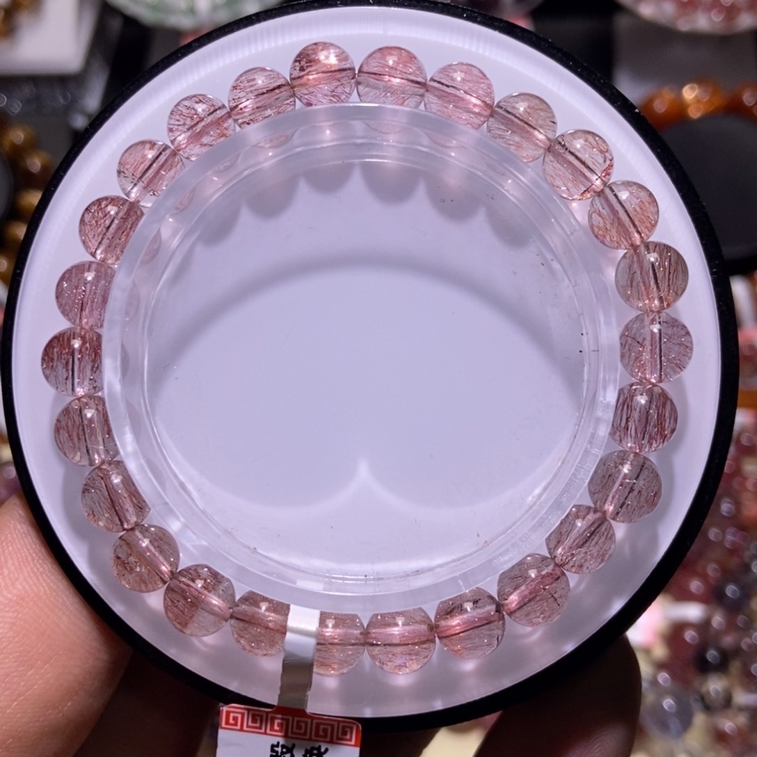 水晶手串未镶嵌粉超七